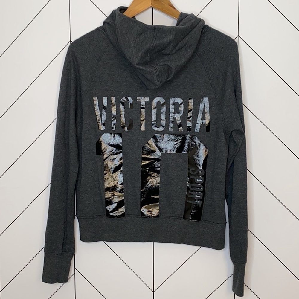 Victoria’s Secret VSX Sport Perfect 10 Gray Hoodie Sweatshirt Jacket Size Small